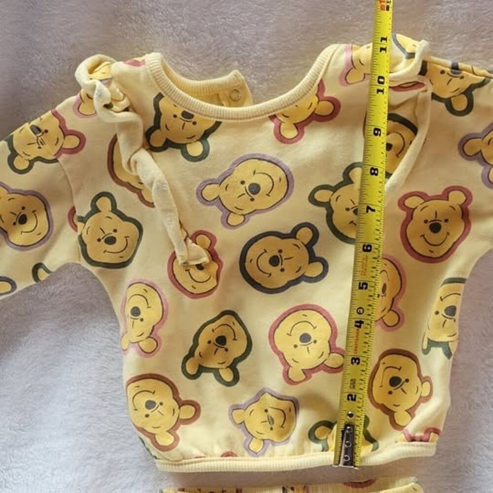 Winnie the Pooh Sweater Pants Baby Girl 6 Months Yellow Headband 3PC - Picture 3 of 9